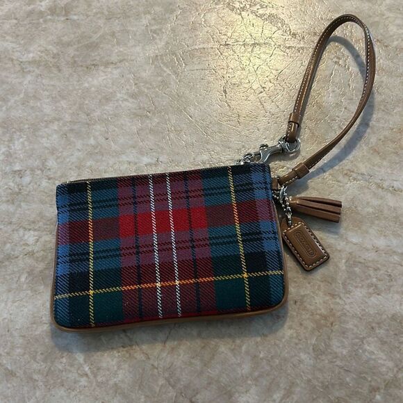 COACH Plaid & Leather Wristlet - Picture 5 of 6